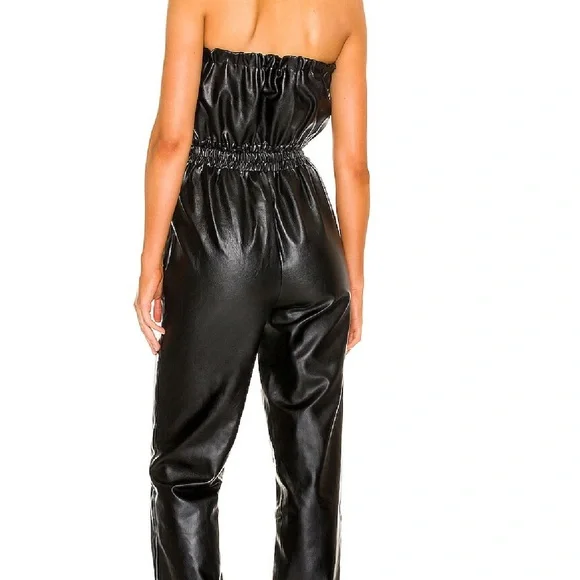 Lovers + Friends Black Strapless Faux Leather Jumpsuit - Picture 2 of 4